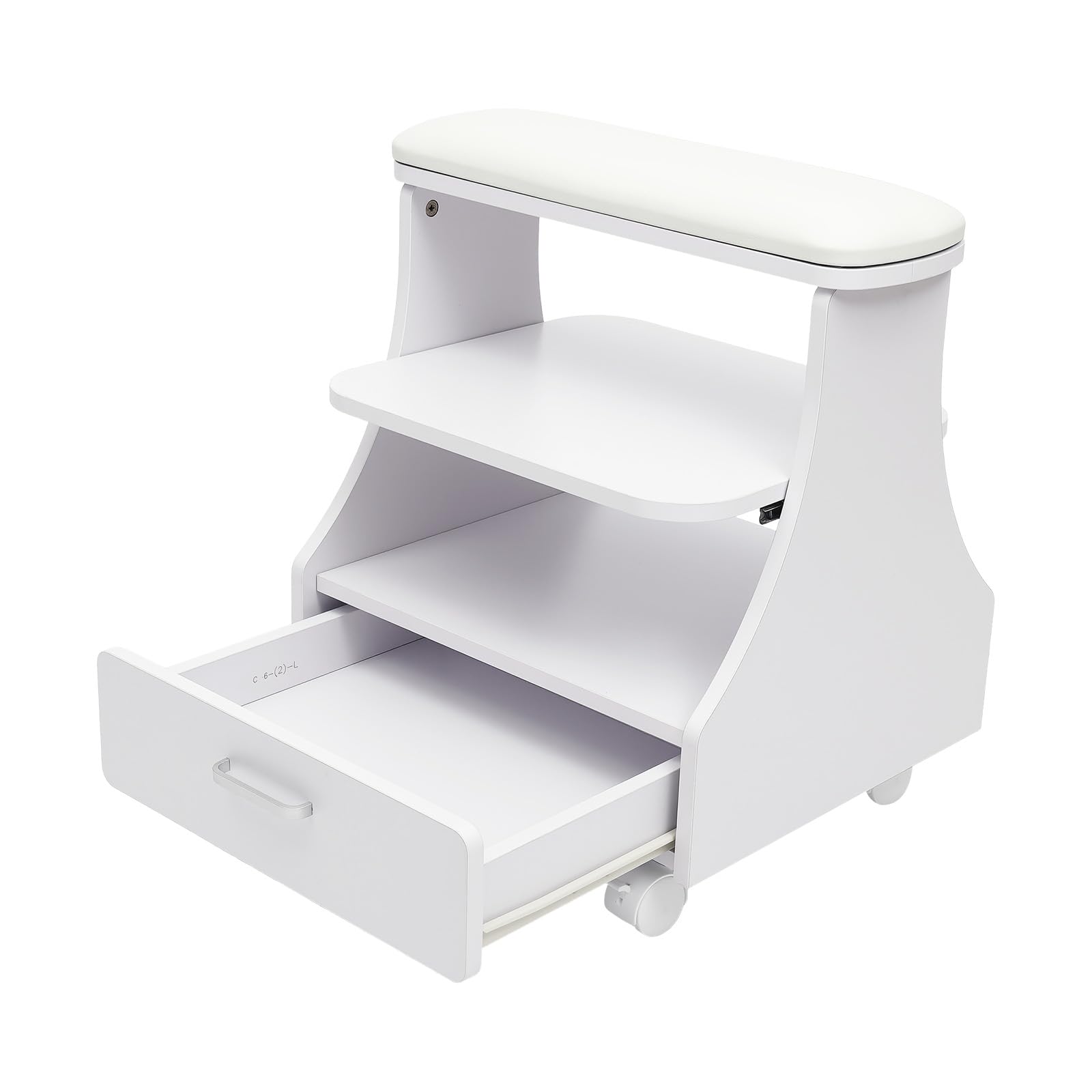 Poggiapiedi Pedicure con Cassetto, Supporto per Piedi a 3 Livelli per la Cura delle Unghie con 4 Ruote con Freni, Supporto Pedicure fino a 50kg, per Salone di Bellezza, Studio di Manicure