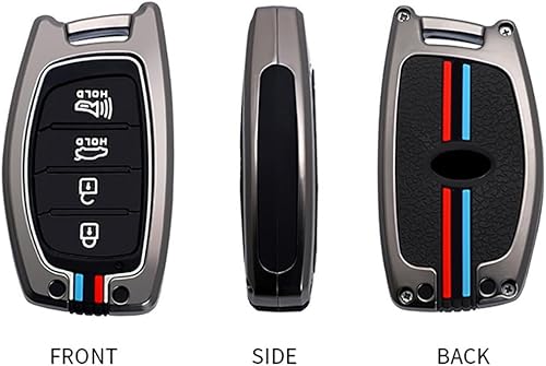 Miniatura 3 de ontto Funda para llavero Hyundai de 4 botones, carcasa de metal, protector de llave de silicona antiarañazos, compatible con Hyundai, Elantra,