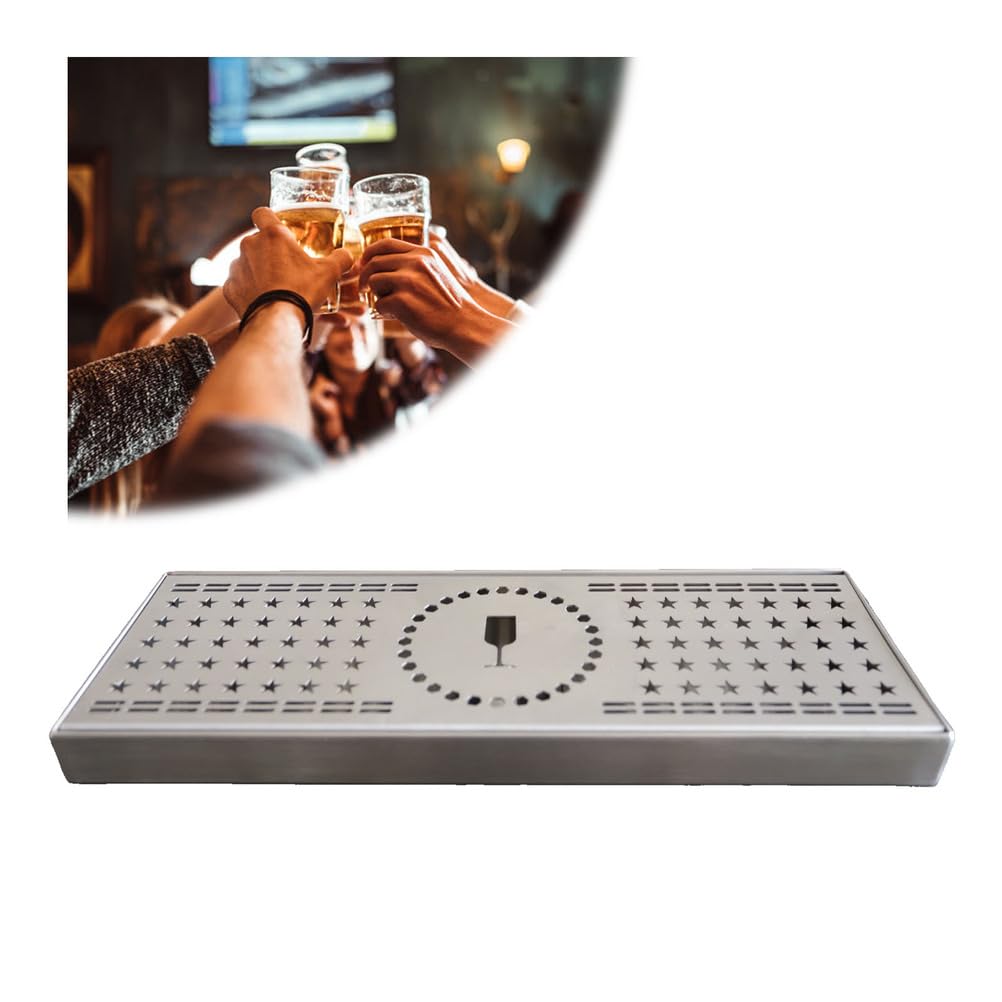 Vassoio Raccogligocce con Griglia,Acciaio Inox Vassoio Antigoccia Bar Mat,Rimovibile Vassoio Antigoccia per Birra Pulizia Facile,370 * 130 * 30mm