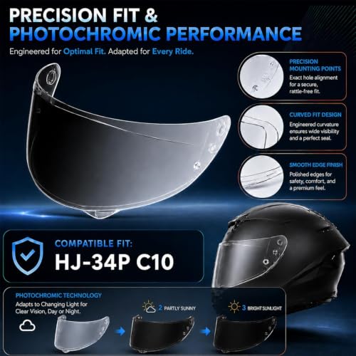 Image of C10 Tinted Visor HJ-34P Visor Helmet Face Shield for C10 HJ-34P (Transition)