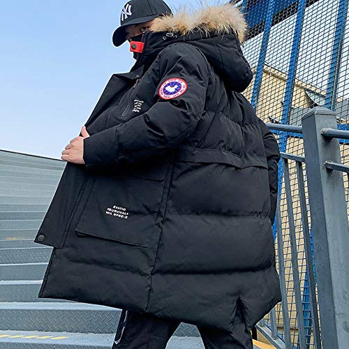 Wssbk Padded Winter Brand Clothes Men's Casual Thick Keep Warm Parkas X-Long Style Fur Collar Hooded Windbreakers Jacket 8Xl (Color : Black, Size : X-Large) #TOP3