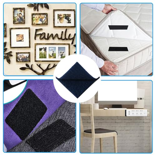 Image of Hook and Loop Sheet Couch Cushions Double Side Adhesive Sheets 5.9 in x 5.9 in Tape Large Black Outdoor Cushion Fasteners Pads Strips for Patches Furnitur, 8 Pairs