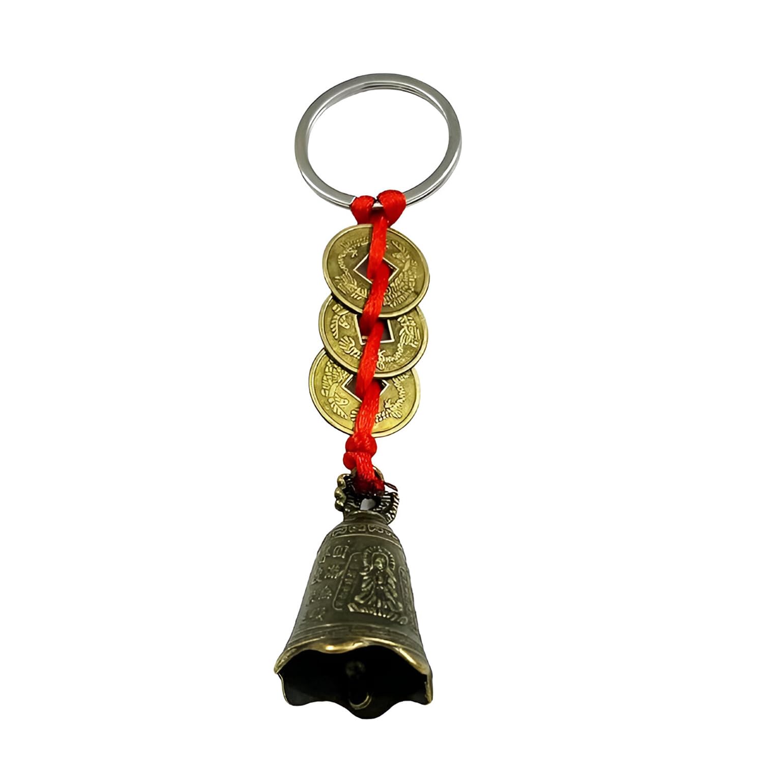 numeroastro Lucky Coins & Bell Keychain – Metal Good Luck Charm for Wealth & Prosperity (Multicolor)