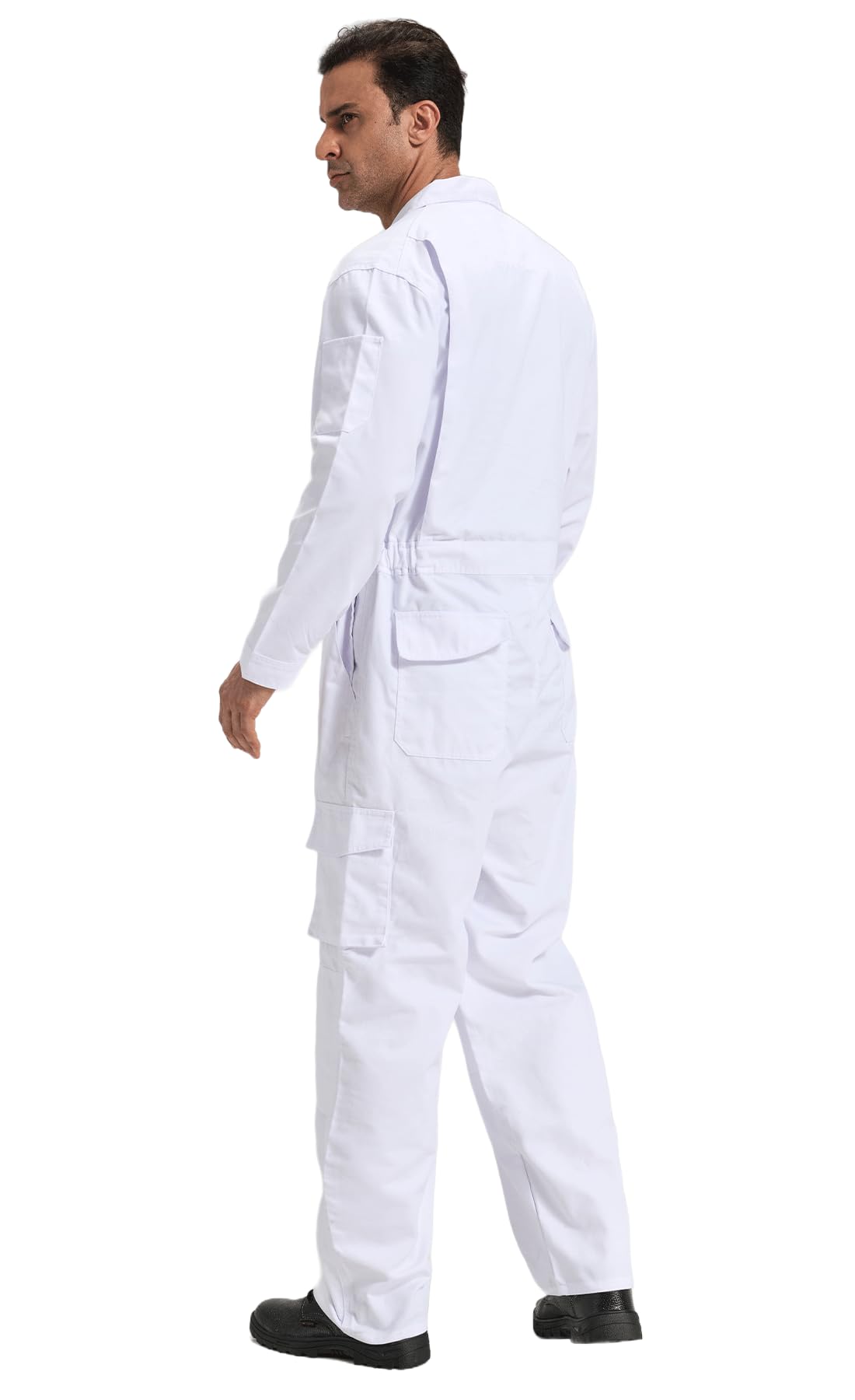 Combinaison de Travail pour Homme Salopette Mecanicien Cotte de Travail, Blanc, S