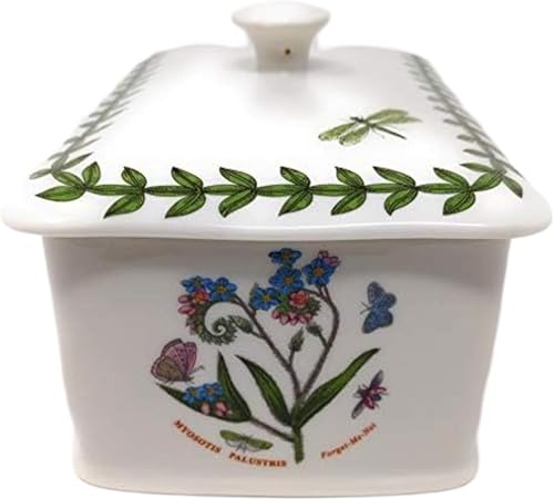 Miniatura 2 de Portmeirion Botanic Garden - Mantequillera de 6 pulgadas con tapa de perilla, varios motivos florales, plato de mantequilla de porcelana,