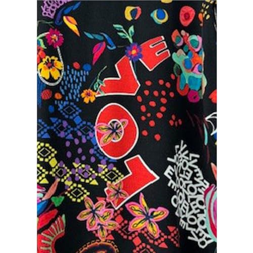 Johnny Was Janie Favorite Jenny Love Short Crew Floral Tee Shirt Black Top New4