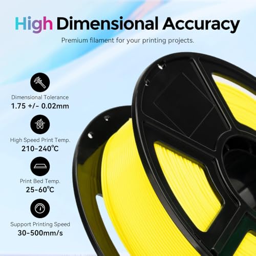 Image of FLASHFORGE Rapid PLA Filament 1.75mm, High Flow Speedy 3D Printer Filament, Experience Exceptional Performance with 500mm /s High-Speed Printing, Neatly Wound & Top-Notch Filament (Nero Yellow)