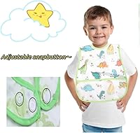 Vista 2 de Baberos para bebé impermeables, babero para niños pequeños - Babero de alimentación con bolsillo para bebé niño niña lavable 6-36M