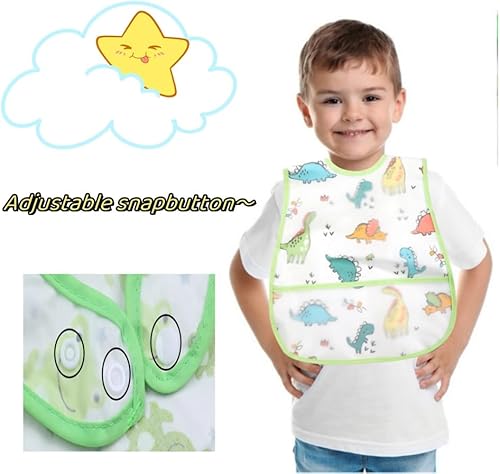 Miniatura 6 de Baberos para bebé impermeables, babero para niños pequeños - Babero de alimentación con bolsillo para bebé niño niña lavable 6-36M