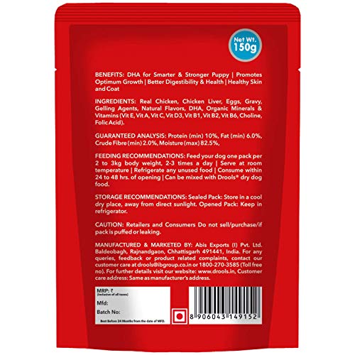 Drools-Puppy-Wet-Dog-Food-Real-Chicken-and-Chicken-Liver-Chunks-in-Gravy-15-Pouches-15-x-150g