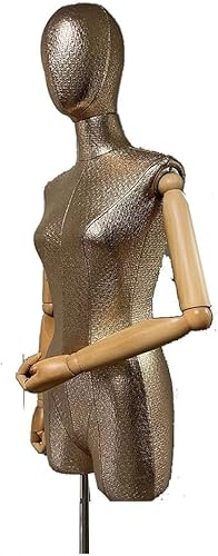 Female Mannequin Torso, Dress Form with Head and Posable Wood Arms, Height Adjustable Mannequin Torse Body, Female Clothing Display Model with