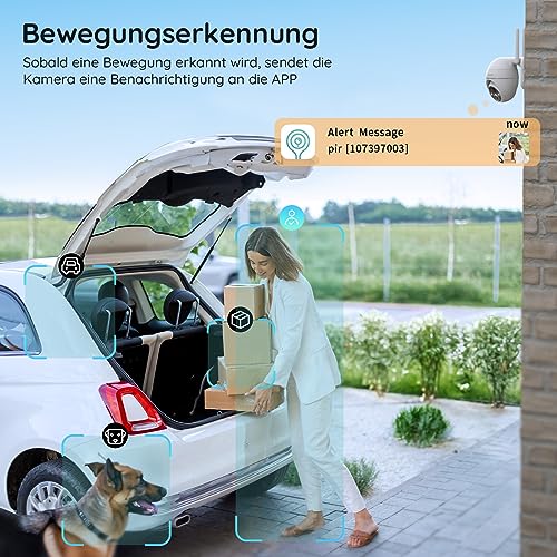 BOIFUN 2K Solar Überwachungskamera Aussen WLAN, Kabellos Akku Kamera Outdoor mit...