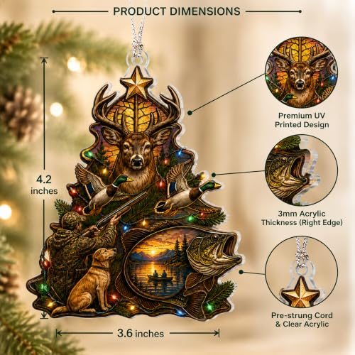 Image of Deer Hunting Christmas Ornament 2026, Fishing Tree Ornament, Rustic Wildlife Decor, Deer Hunter Gift, Cabin Holiday Keepsake