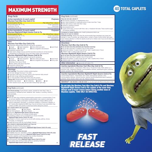 image for Mucinex Fast-Max Day Cold and Flu & Nightshift Night Severe Cold and F