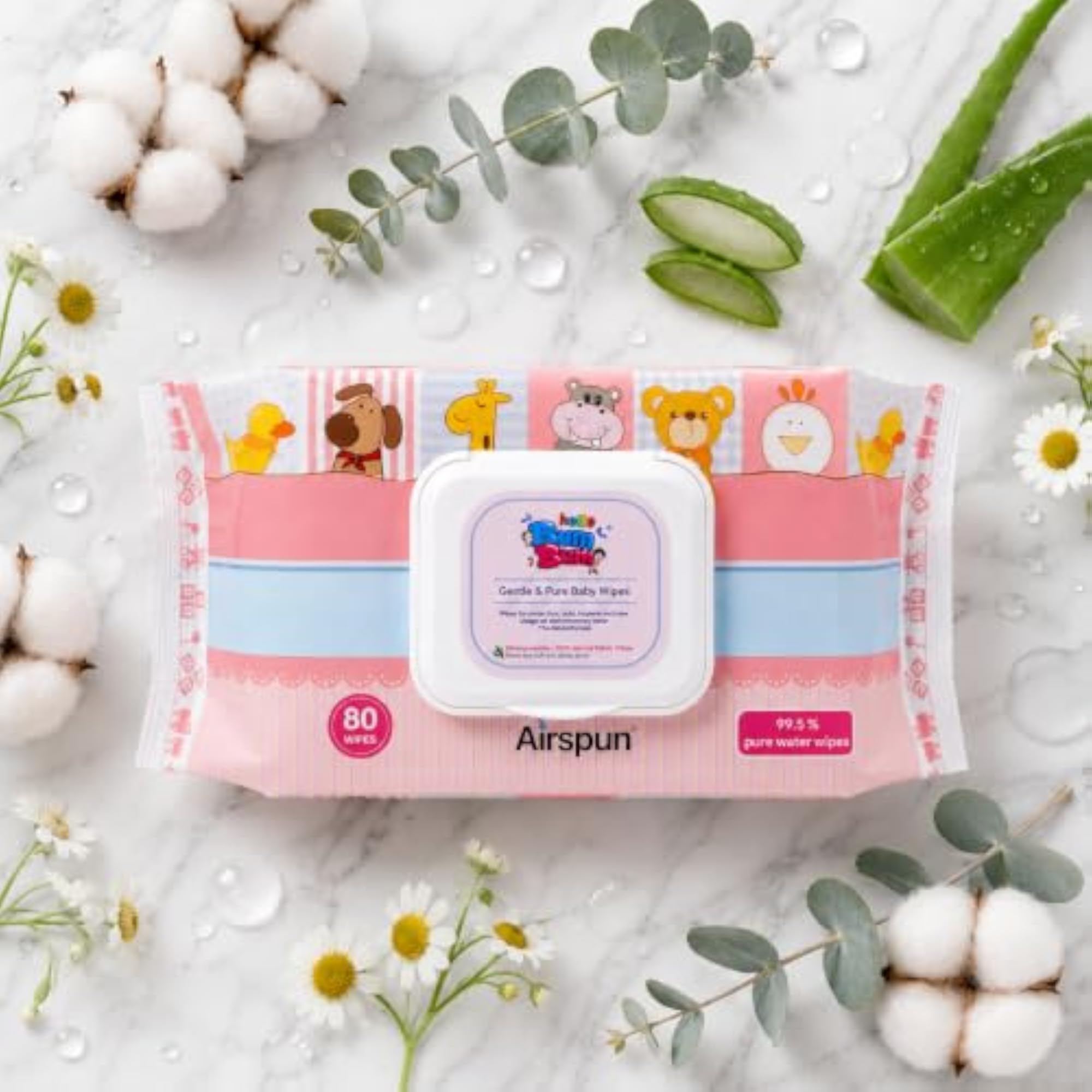 99.5% Pure Water Wipes, Biodegradable & Natural