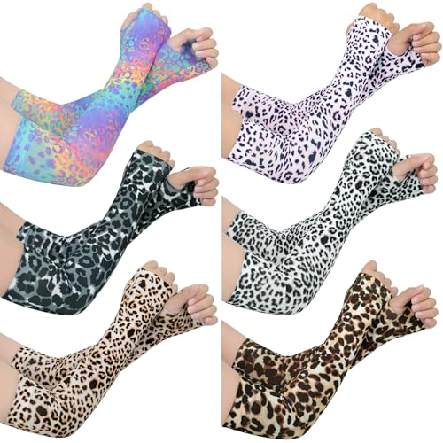 6 Pairs Arm Sleeves Compression Arm Sleeves for Women Men UV Sun Protection Cooling Sleeves