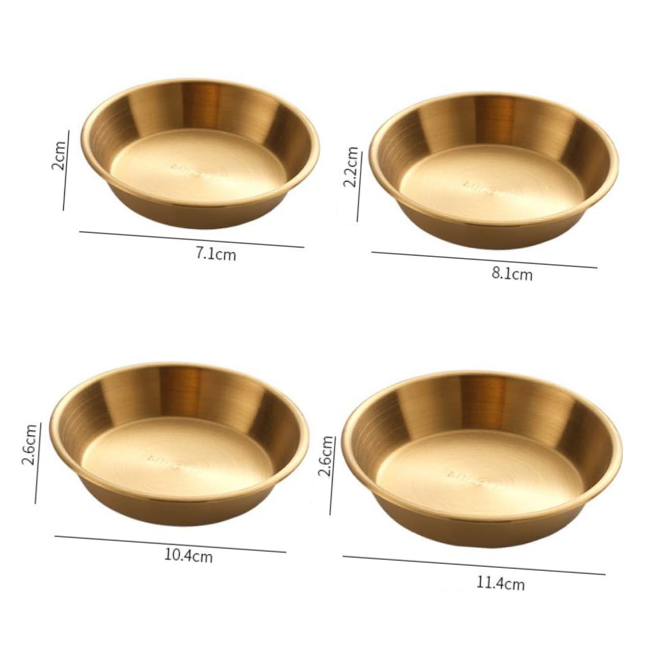 KICHOUSE 4-piece Stainless Steel Sauce Dishes for Condiments Appetizers Side Dishes for Home Commercial Use