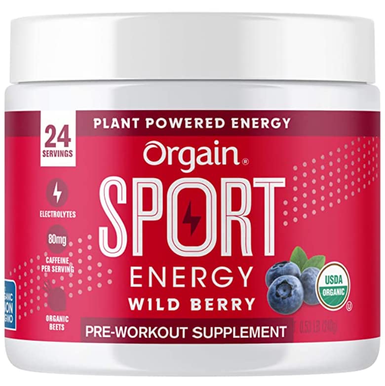 Orgain Wild Berry Pre-Workout Powder, 0.53 lbs
