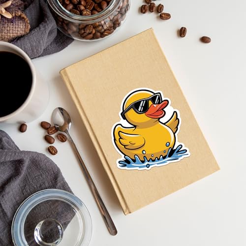 Image of Rubber Duck Sticker 8 Pcs (Large Size) Vinyl Stickers Laptop Waterproof Decal for Car Bumper Water Bottle Notebook Luggage Window Funny Party Birthday Decorations - Size 4 Inches