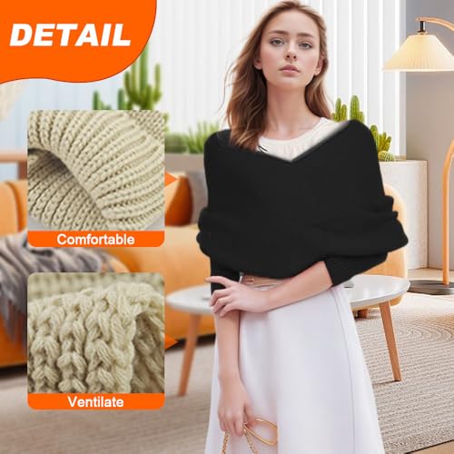 Multifunctional Cozy Sweater Wrap with Sleeves, 2024 Trend Crochet Scarf3