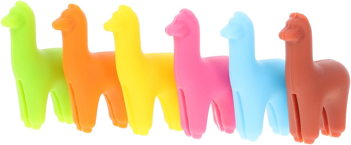 Hemoton 6Pcs Alpaca Wine Glass Charms Drink Markers Decorative Animal Drink Tags for Wine Glasses Flutes Cocktails 1.37X0.78X0.39In