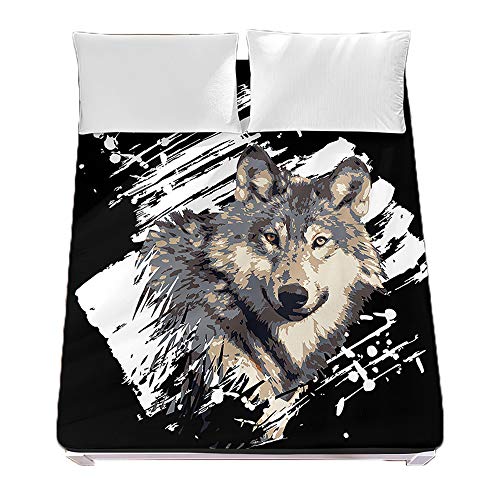 Drap housse microfibre loup gris 140x200cm pour des nuits douces et protectrices
