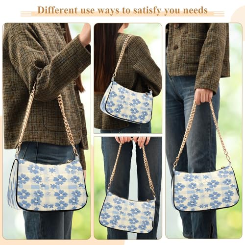 Image of Shoulder Bags for Women Flower Floral Hobo Tote Handbag Small Clutch Purse with Zipper Closure