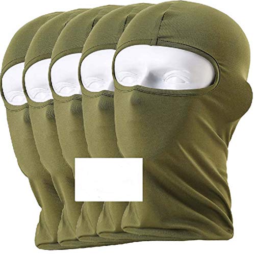 2019 5 piezas Verde militar 1 paquete Balaclava 1-Pack Máscara facial Casco Forro Accesorios para esquí Gorro de cuello Mascarilla de esquí por CxYuan miniatura 3