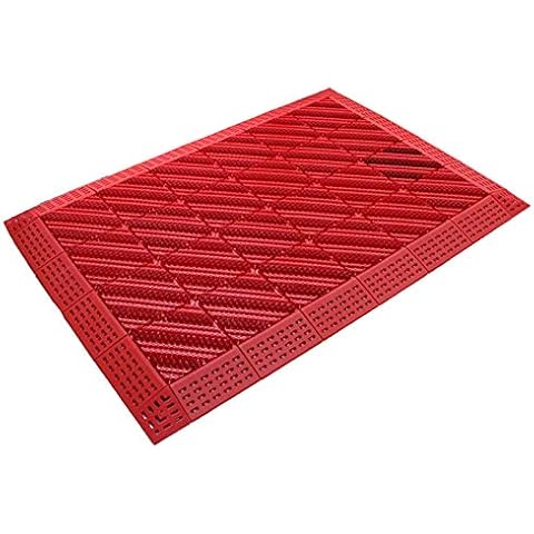 Red Anti-Fatigue Non-Slip Interlocking Rubber Floor Mat, Heavy Duty Commercial Interlock Mats, for Indoor Restaurant Kitchen Bathroom (Size : 120×180CM/47×71 inch) Cover