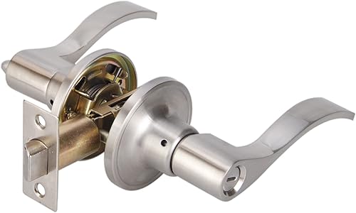 Manija de privacidad para puerta con acabado de níquel satinado para apertura izquierda y derecha, para dormitorio, baño, sin llave, paquete de 1
