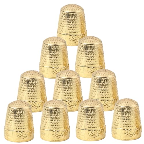 Housoutil 10pcs Sewing Thimbles Hand Quilting Thimble Finger Protectors Durable Professional Embroidery Sewing Set