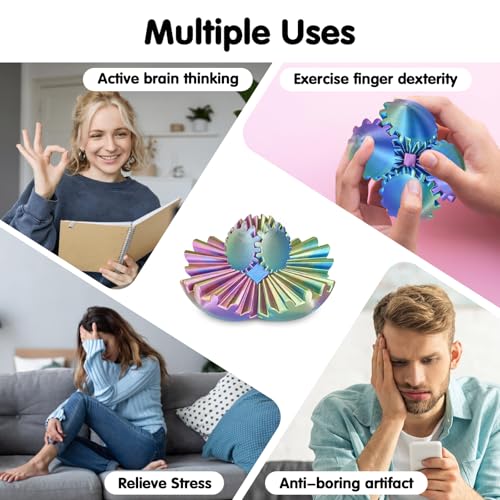 Image of Gear Ball 3D Printed Cube Fidget Toy,Gear Sphere Fidget Toys,Sensory Toys for Stress and Anxiety Relief, Desk Toy Fidget Spinners,Stocking Stuffers for Adults & Kids Gift (Blue Green Purple, 2.3 Inch)