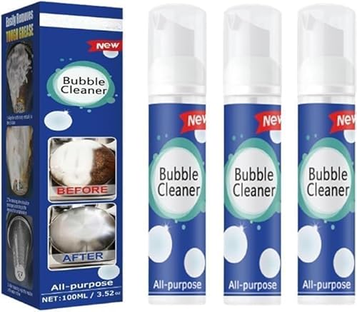 Bubble Cleaner,Magic Degreaser Cleaner Spray, All Purpose Bubble Cleaner Foam Spray,No Rinse,for Kitchen and Other Stains (3)