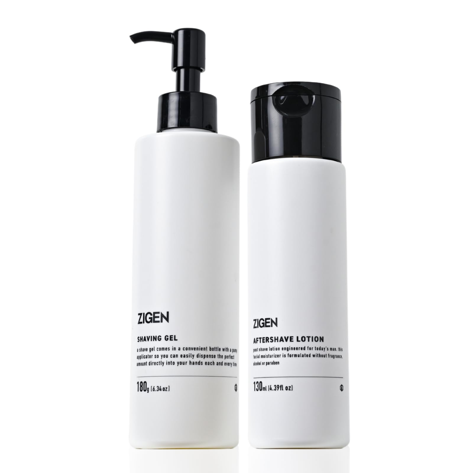 ZIGEN (ジゲン) Shaving 2-Piece Set [Shaving Gel & After Shave Lotion] For Razor Burn, Sensitive Skin, Beard Shaving, Face Shaving, Gel, Toner, Skin Care, Fragrance-Free 6.4 oz (180 g) + 4.4 fl oz (130 ml 180g+アフターシェーブローション130ml
