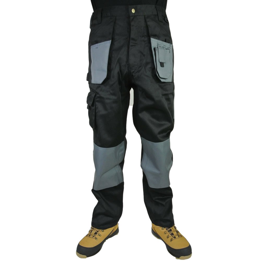 Blackrock Baratec Arbeitshose, Schwarz / Grau, Multi-Taschen, Trade-Pro-Hose, Dreifachnähte, 2 Stück, Schwarz / Grau, 34W - Long Leg 33"