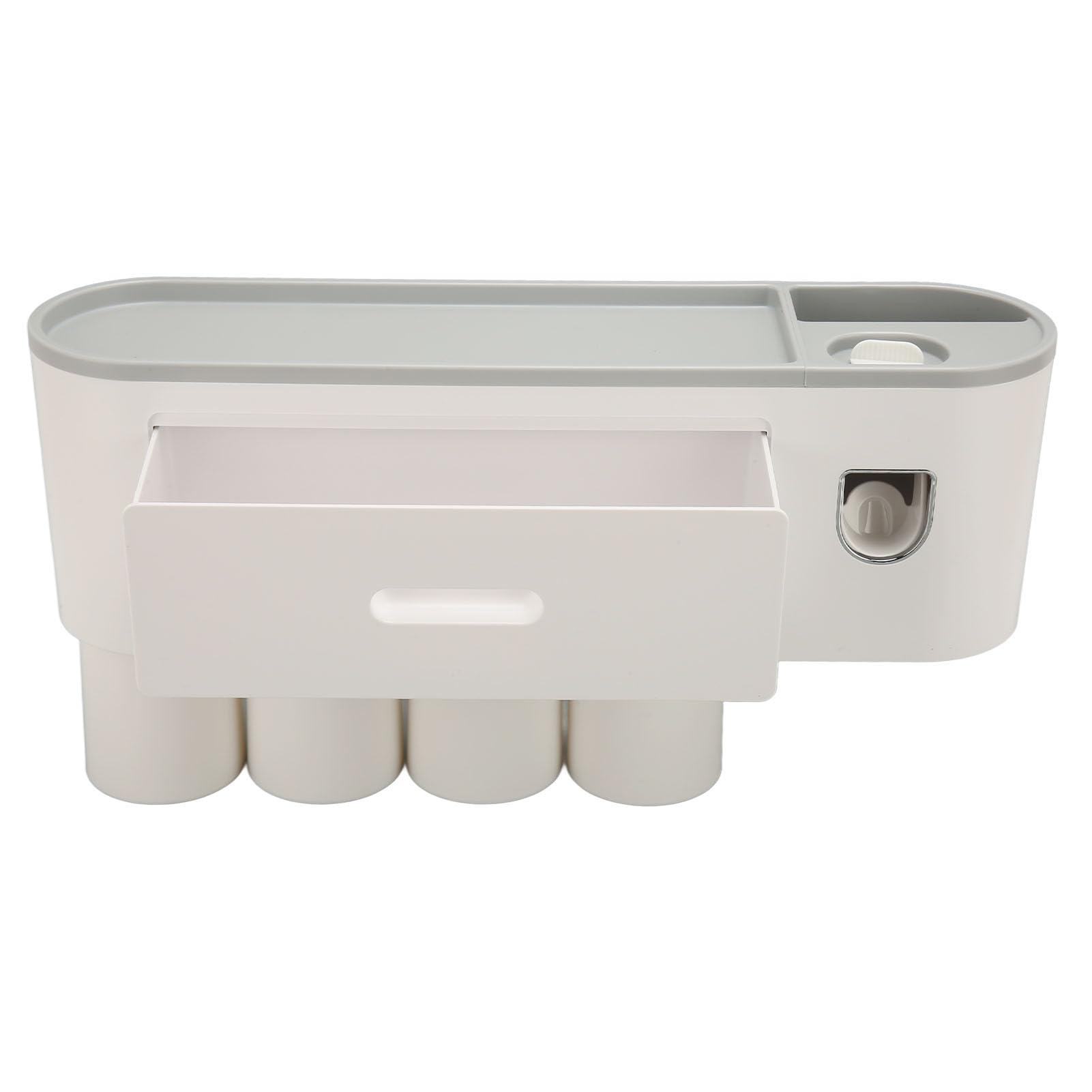 Organizador de Montaje en Pared para Cepillos de Dientes, con Adhesivo para Almacenamiento en el Baño, Sostiene Varios Cepillos de Dientes y Vasos de Enjuague (4 Tazas)