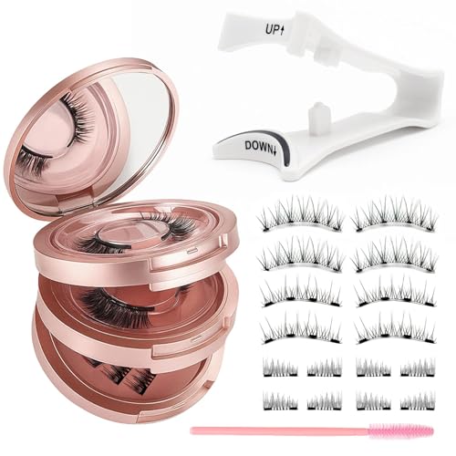 KAIYAYA Pestañas Postizas Magneticas,4 Pares Pestañas Magnéticas Riutilizzabili con Applicatore Pestañas Postizas Magneticas de Larga Duración 3D Impermeable No Necesita Pegamento