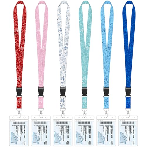 6 Pack Lanyards for Cruise Ship Cards with Waterproof ID Card Badge Holders for Royal Caribbean Cruise Essentials 2026Ocean