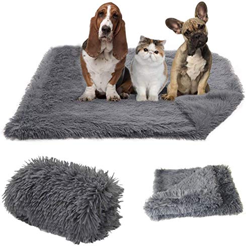 Pet Fleece Blanket Dog Cat Blanket Cover Fluffy Sleeping Mat Reversible Double Layer Washable Dog Bed Soft Warm Dog Sofa (Dark Gray, 21.4 x 14.8 inch)