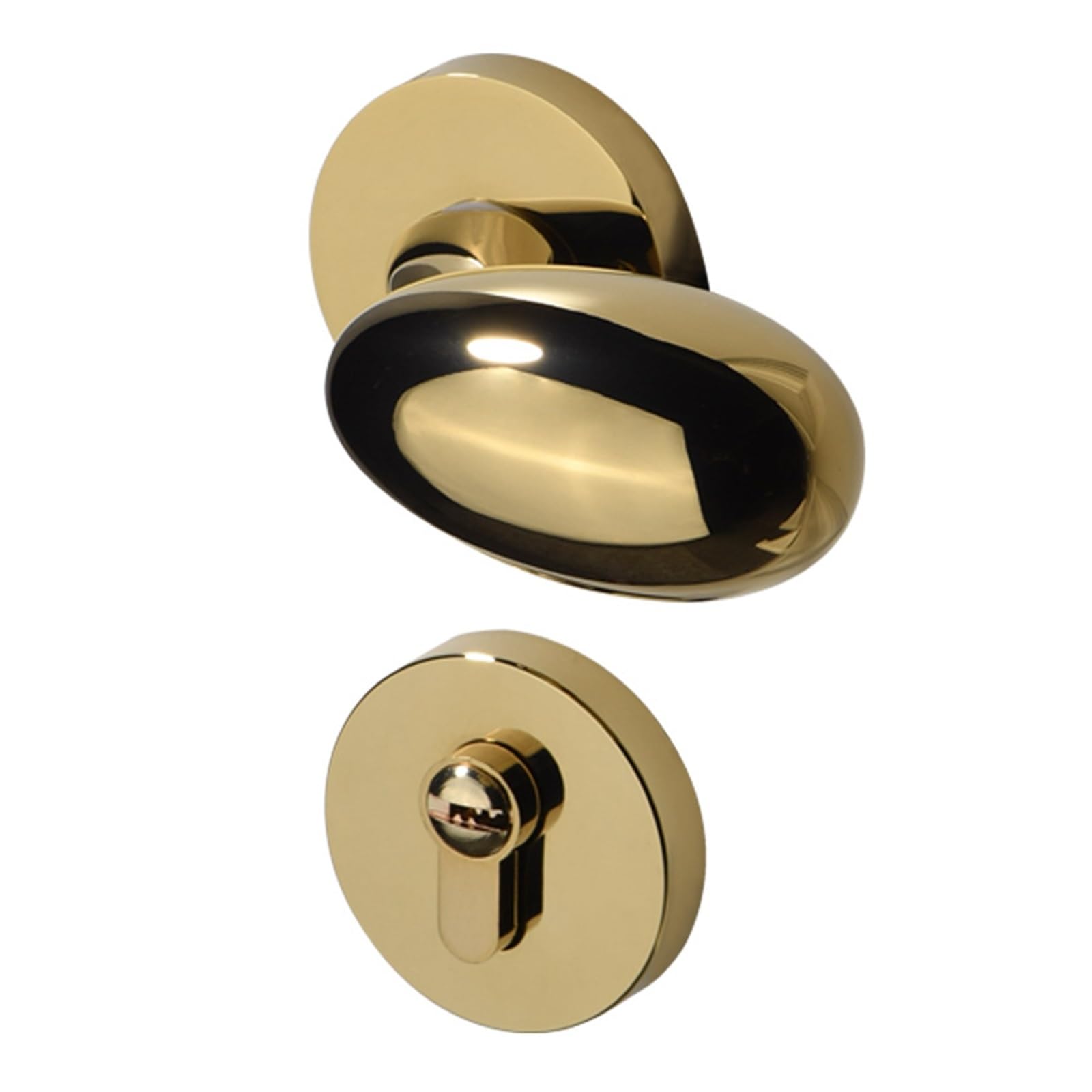 NYRXRYTCA Golden Bedroom Door Lock Bathroom Lock Magnetic Silent Room Door Handle Wooden Interior Door Lock Split Lock(Silent door lock)