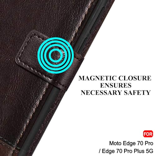 Image of TheGiftKart Flip Back Cover Case for Motorola Moto Edge 70 Pro /Edge 70 Pro Plus 5G | Dual-Color Leather Finish | Inbuilt Stand & Pockets | Wallet Style Flip Cover Case (Faux Leather, Coffee & Brown)