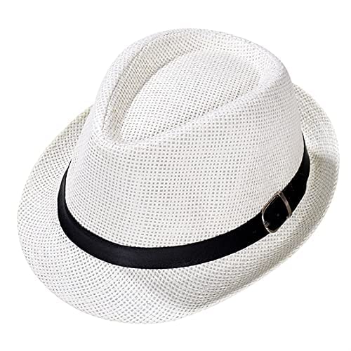 Imixlot Straw Jazz Cap Spring Summer Bowler Men Women Retro Cowboy Hat Classic Beach Sunscreen Hats (Color : AE, Size : S Kids)