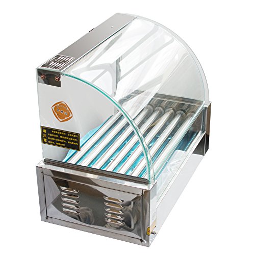 Commercial Hotdog Roller Machine, Electric Sausage Grill Cooker 18 Hot Dog Machine 7 Roller Cooker