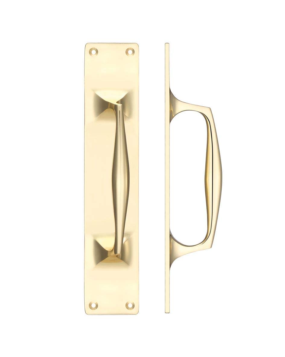Fulton & Bray Cast Brass Pull Handle with Backplate - 300mm x 60mm - Polished Brass