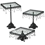 Midwest - CBK Jeweled Black Square Cake Stands, Multisized