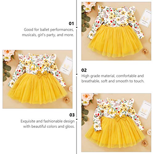 SOIMISS Amarelo Floral Infantil Ruffle Manga Comprida Romper Tutu Vestido Da Menina de Vestido de Al