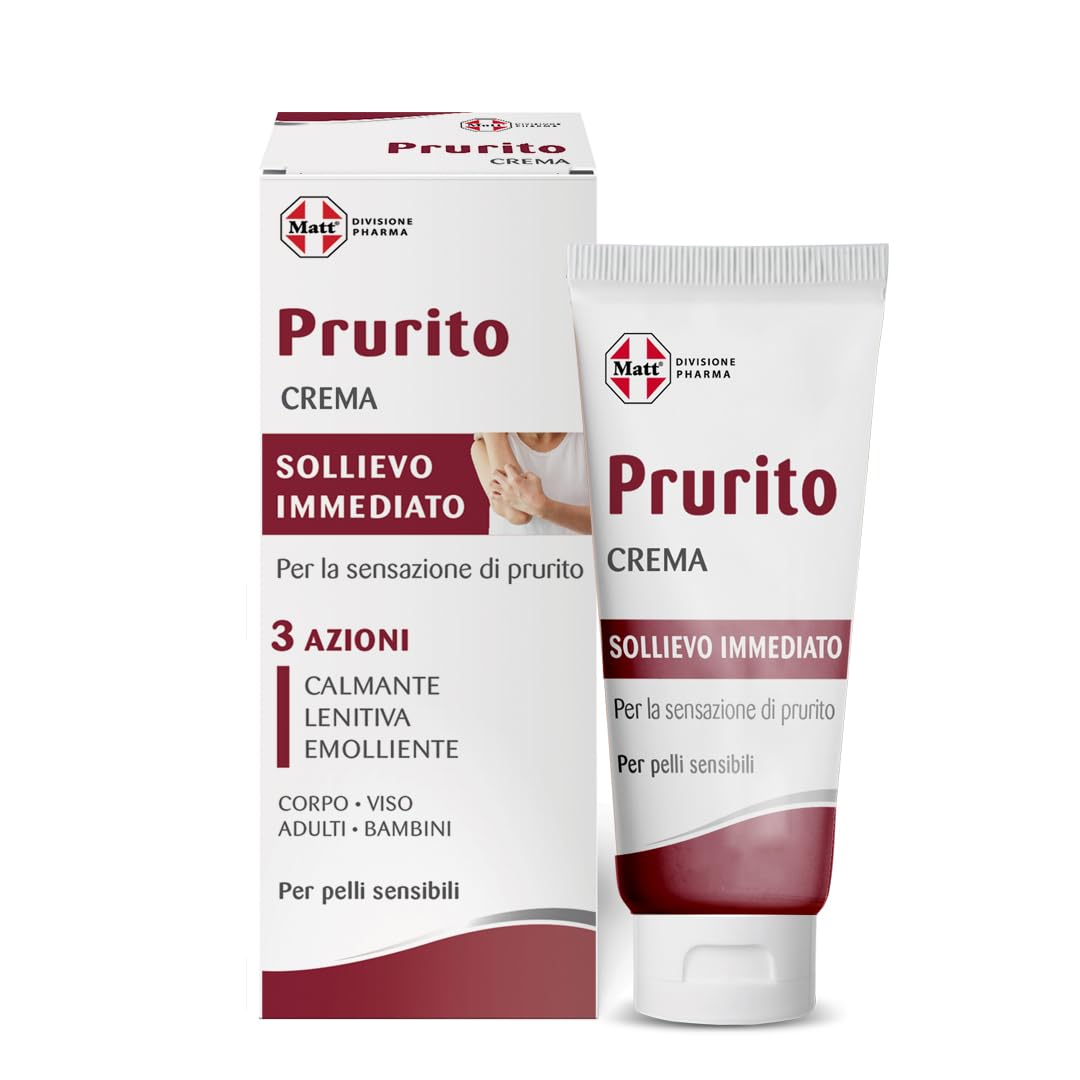 Matt, Crema Prurito, Crema Calmante, Lenitiva ed Emolliente, con Acido Ialuronico, Olio di Oliva e Ossido di Zinco, Dona Sollievo Immediato, Ideale per Adulti e Bambini, 40 ml