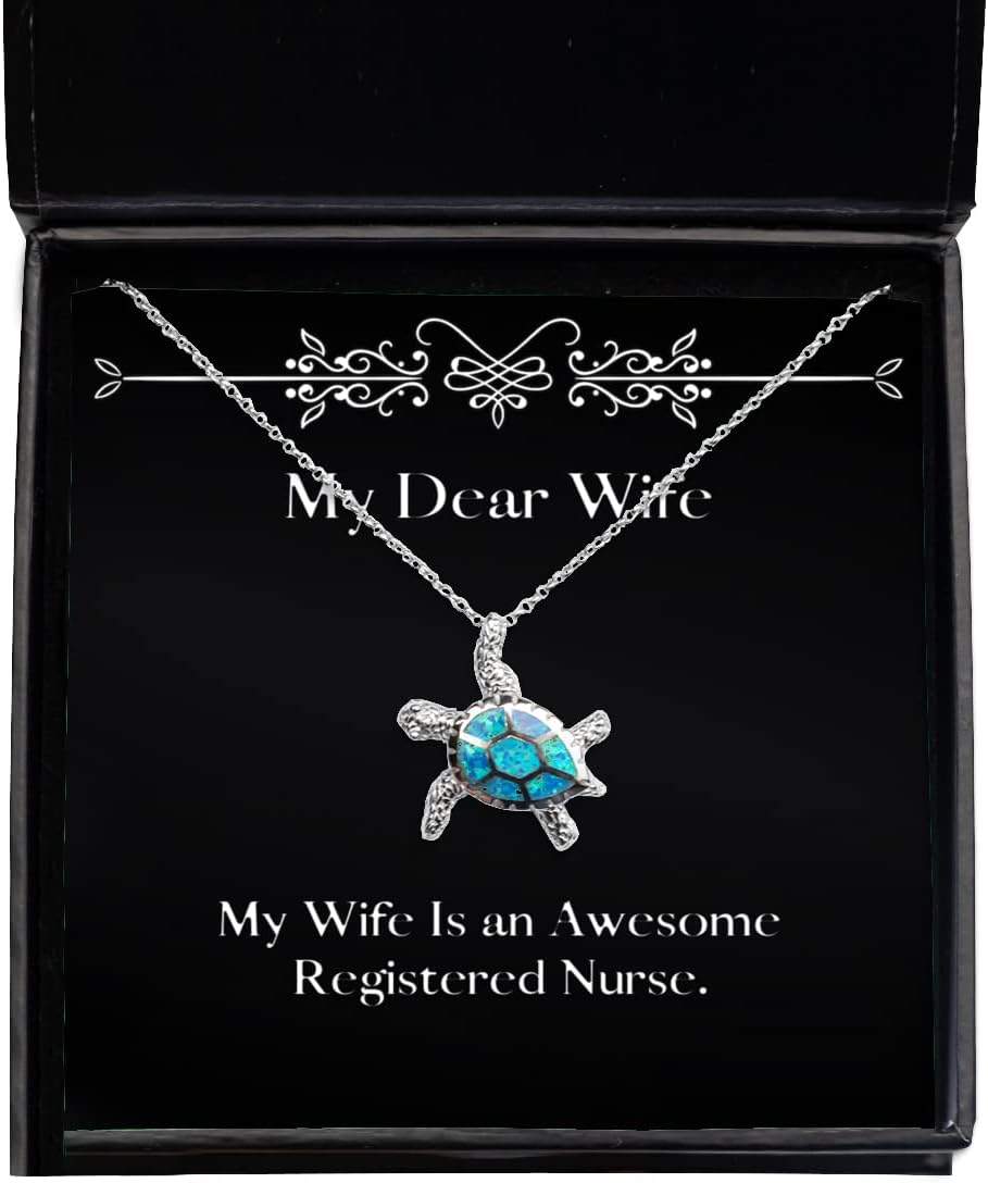 My Wife is an Awesome Registered Nurse. Opal Turtle Necklace, Wife Present from Husband, Best Jewelry for