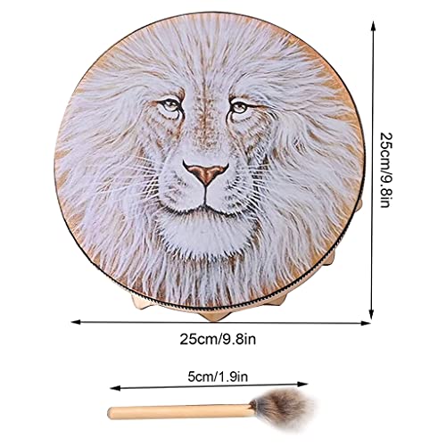 Tambor espiritual hecho a mano LIOONS con león miniatura 2
