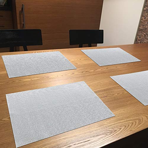 Cait Chapman Home Collection Holiday Woven Texture Design Pvc Rectangular Heat Insulation Texteline Placemat (Silver), Set Of 6 #TOP3